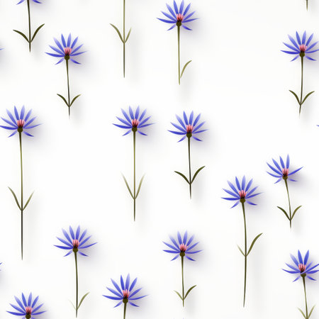 Beautiful small cornflowers on clean white background for natural or floral designの素材