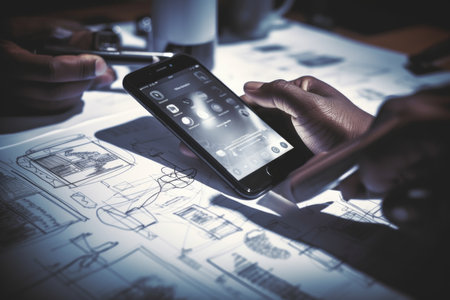 Creative ux designer sketching application process for web and mobile - user experience conceptの素材