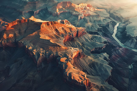 Breathtaking aerial view of grand canyon majesty capturing natures beauty, scale, and light playの素材