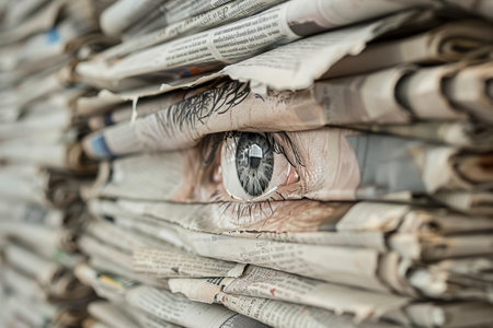 Professional printing press in action - high pressure of daily newspaper productionの素材