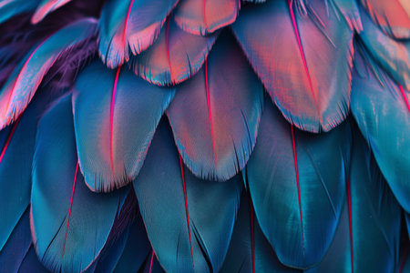 Futuristic avian feather texture in vibrant colors for captivating and innovative design projectsの素材