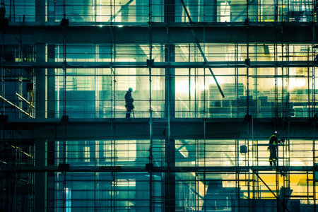 Architect and engineer collaborated on dynamic construction project, showing industry dynamicsの素材