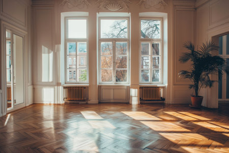 High quality photo of modern apartment room renovation concept on a sunny day for relocationの素材