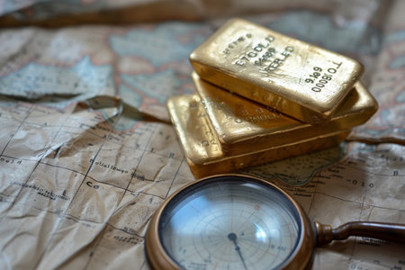 Stack of gold bars on compliance tools for monitoring key indicators in high quality imageの素材