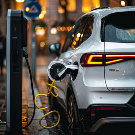 Electric vehicle charging with power supply to recharge the battery for optimal performanceの素材