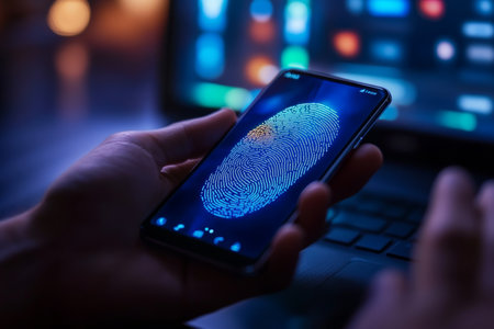 Fingerprint authentication concept secure access control for mobile devices and personal dataの素材