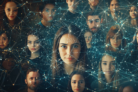 Diverse multinational group representing global communication network for advertising and bannersの素材