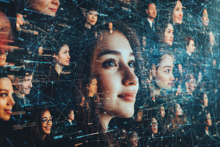 Diverse multinational group representing global communication network for marketing visualsの素材