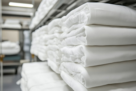 Professional laundry service providing pristine white lines for institutions and industriesの素材