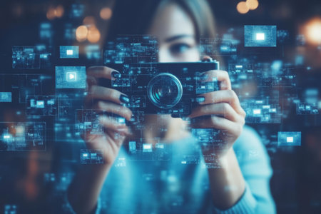 Captivating photography showcasing the essence of social media networking and connectionの素材