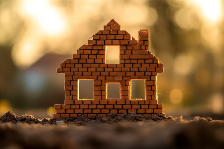 Building construction captivating photography of brick house project for industry showcaseの素材