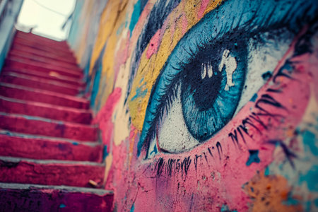 Stunning abstract wall art showcasing urban contemporary culture in vibrant city landscapesの素材