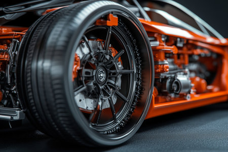 Detailed 3d rendering of a sports car s internal structure and mechanical componentsの素材