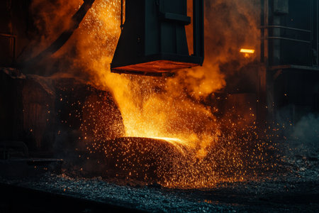 Furnace in metallurgy harnessing heat for iron production in steel industry operationsの素材
