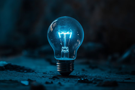 Illuminating ideas blue glowing light bulb symbolizing innovation in ai and energy technologyの素材