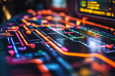 Digital marketing workflow illustrated as an intricate subway map of strategies and tacticsの素材