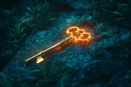 Illuminated gateway the magical key unlocking future dreams and opportunities unveiledの素材