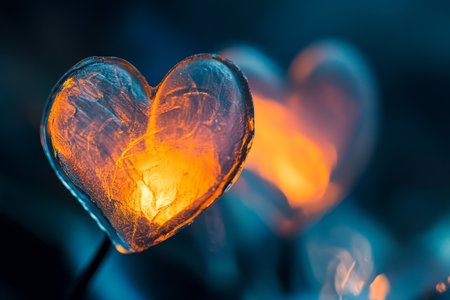 Artificial art photography featuring fiery hearts in a captivating conceptual designの素材