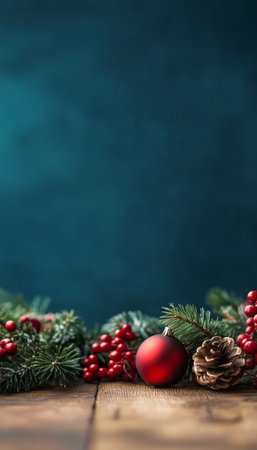 Capture the holiday spirit a festive christmas desk ready for your unique decorationsの素材