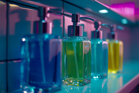 Exploring everyday hygiene challenges germs on bathroom soap dispensers highlighting health risksの素材