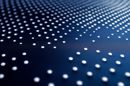 Abstract Background With Wavy Pattern Of White Dots On Blue, Modern Minimalist Design.の素材