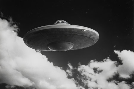 Ufo sighting featuring an alien onboard brings cosmic wonder and intrigue to our daily livesの素材