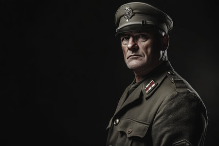 Historical portrait of a world war ii soldier in military uniform capturing valor and sacrificeの素材