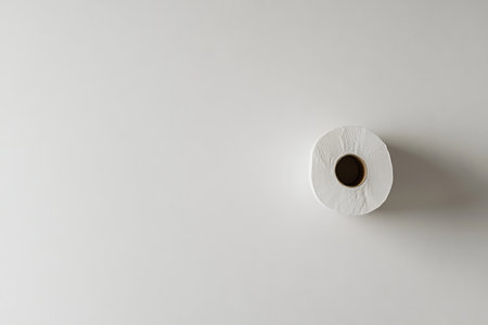 Essential white toilet paper roll on a clean background highlighting hygiene and household necessitiesの素材