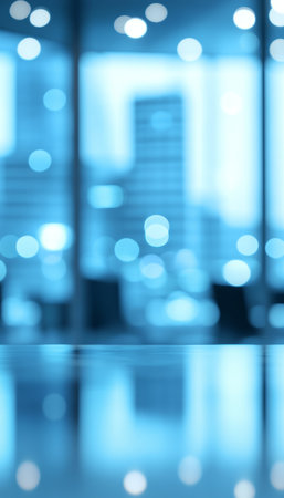 3d bokeh effect corporate finance image with blurred office elements for strategic investmentsの写真素材