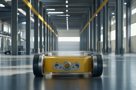 Wheel grinding process on steel structures in an industrial factory settingの写真素材