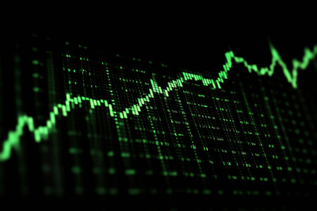 Stock market graph showing rising trends with clear lines and prominent numerical indicators