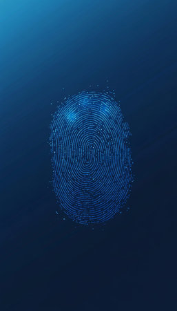 Digital fingerprint from binary code cybersecurity and biometric protection conceptsの写真素材