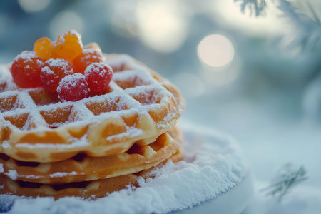 Delicious winter waffles topped with seasonal ingredients for cozy indulgence on chilly days.