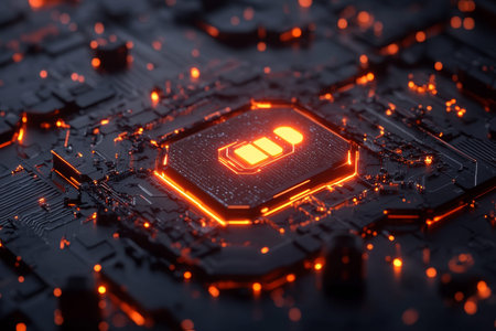 Glowing lock representing digital firewall with nodes symbolizes cybersecurity and data protection
