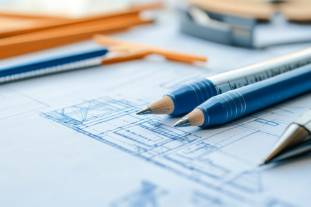 Blueprint photo effect for architecture and engineering concepts in digital design and drafting