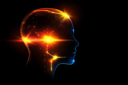 Illuminated abstract representation of ai exploring consciousness and digital innovationの写真素材