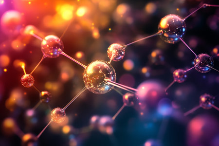 Vibrant abstract background of molecular structures dna, neural networks, and innovationの写真素材