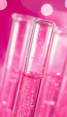 Vibrant pink background for scientific themes and creative projects in various fieldsの写真素材