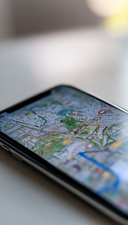 Close up of smartphone showing local SEO results with map and listings for mobile successの写真素材