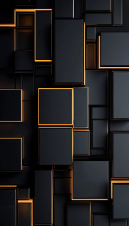 Abstract geometric blocks arranged creatively on a dark background for a modern artistic composition
