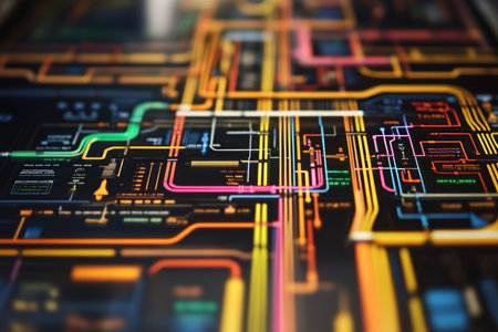 Exploring the intricacies of digital marketing through a detailed subway map visualizationの写真素材