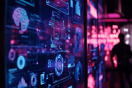 Close up of an interactive ai display illustrating data flow in a modern educational setting