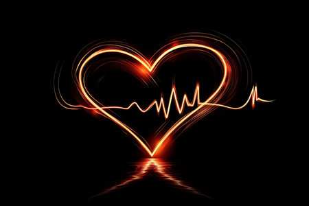 Vector illustration of a heartbeat line shaping a heart symbolizing life and vitalityの写真素材