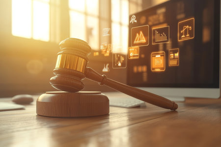 Exploring the intersection of law and digital marketing in a virtual courtroom environmentの写真素材