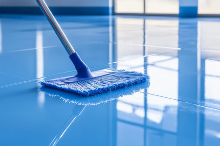 Promote your office cleaning services with a fresh mop and pristine floors ideal ad template