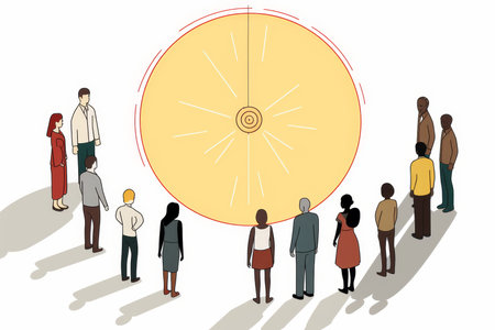 Illustration of diverse individuals collaborating around a large magnet symbolizing attraction.