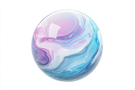 3d illustration of spherical water splash isolated on white background for visual impactの写真素材