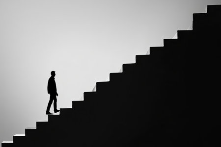 Exploring the personal journey of a professional overcoming stress on the climb to successの写真素材