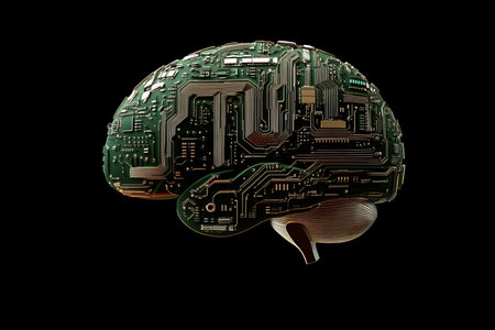 Futuristic brain design crafted from circuit board representing artificial intelligence innovation