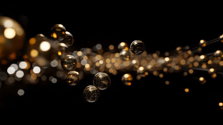 Stunning display of golden and bronze bokeh lights on a black background evoking elegance and luxury